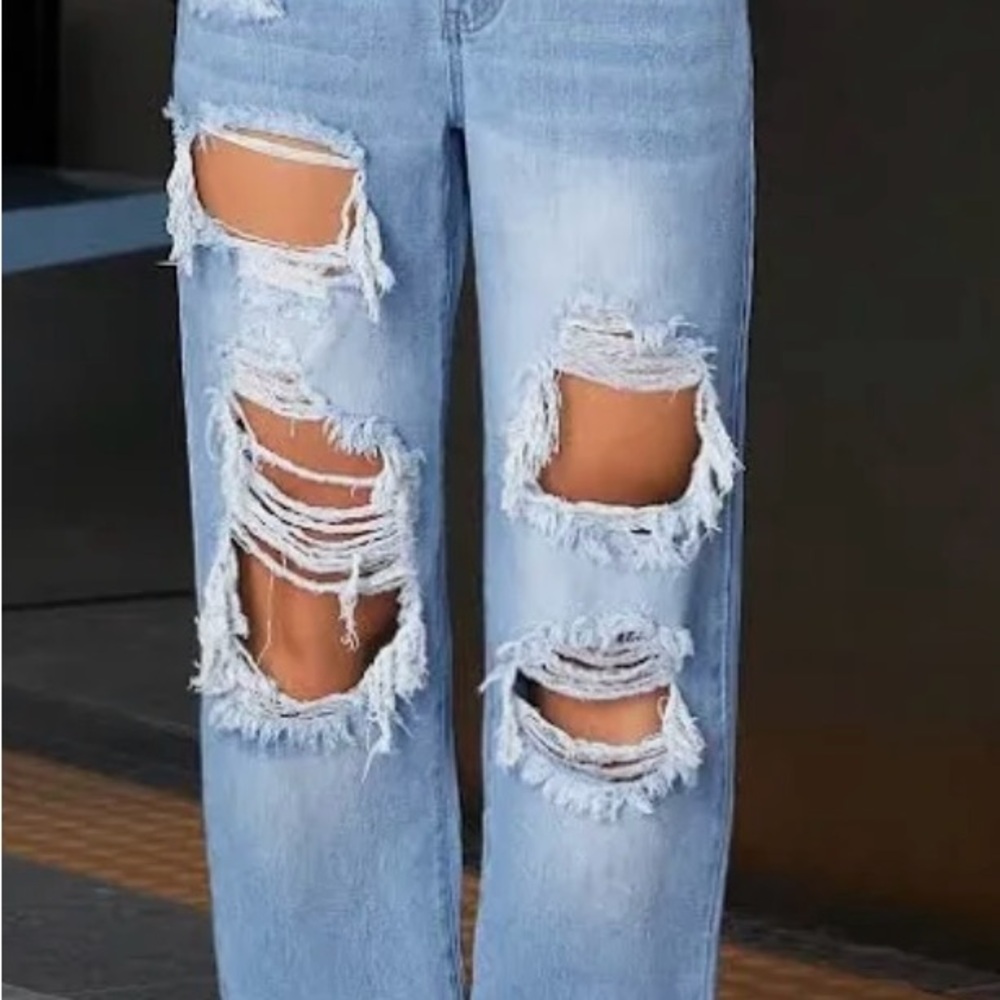 Distressed Light Blue Women's Jeans